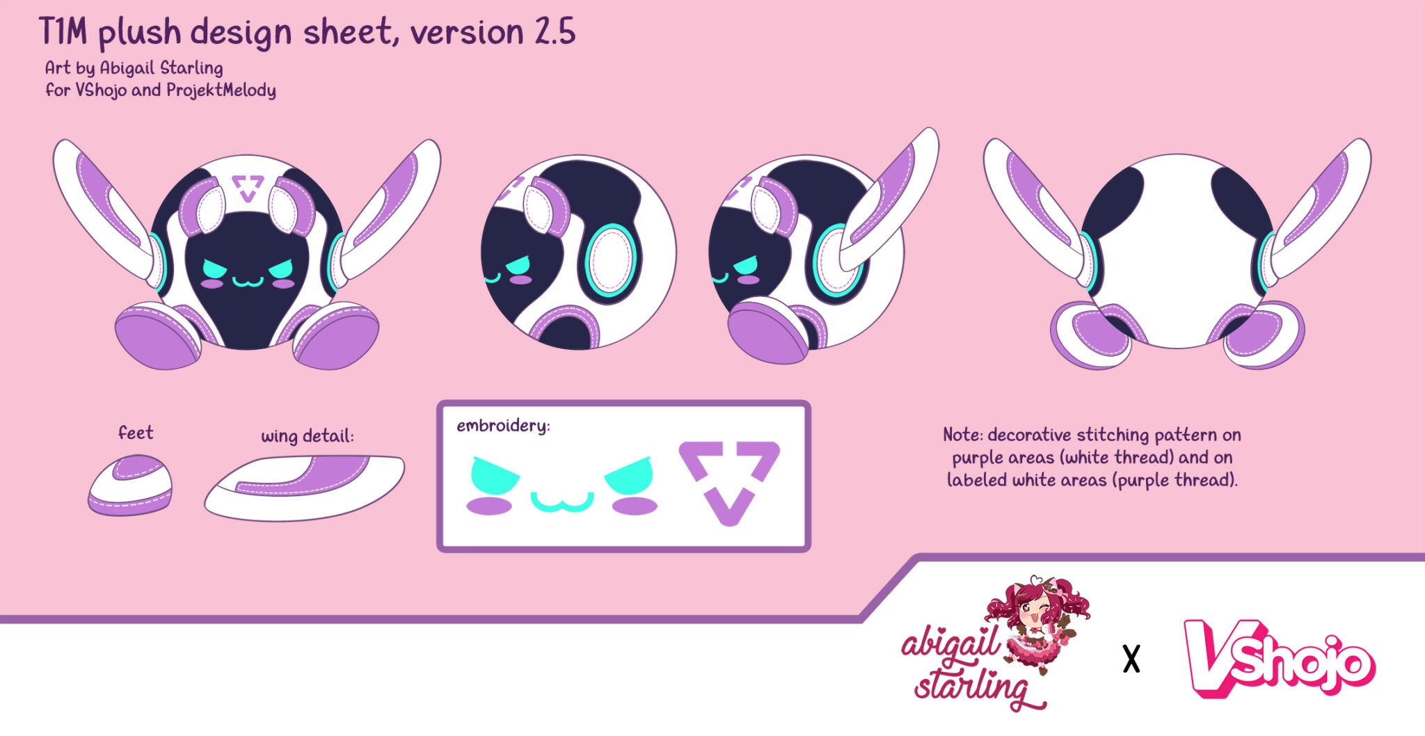 Projekt Melody T1M plush design Abigail Starling